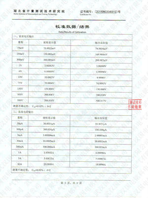 標(biāo)準(zhǔn)功率源計量證書